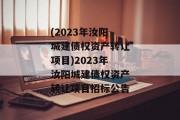 (2023年汝阳城建债权资产转让项目)2023年汝阳城建债权资产转让项目招标公告