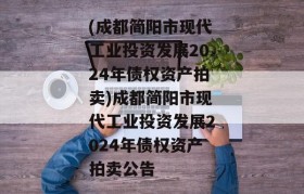 (成都简阳市现代工业投资发展2024年债权资产拍卖)成都简阳市现代工业投资发展2024年债权资产拍卖公告