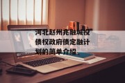 河北赵州兆融城投债权政府债定融计划的简单介绍