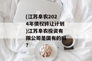 (江苏阜农2024年债权转让计划)江苏阜农投资有限公司是国有的吗?