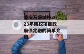 重庆万盛城投2023年债权项目政府债定融的简单介绍