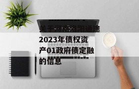 关于河南洛阳通途2023年债权资产01政府债定融的信息