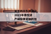 关于四川东同建设2023年债权资产城投债定融的信息