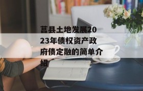 莒县土地发展2023年债权资产政府债定融的简单介绍