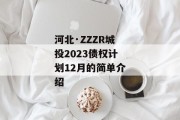 河北·ZZZR城投2023债权计划12月的简单介绍