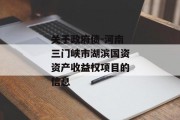 关于政府债-河南三门峡市湖滨国资资产收益权项目的信息