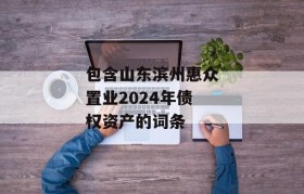 包含山东滨州惠众置业2024年债权资产的词条