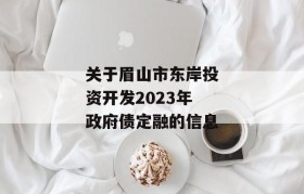 关于眉山市东岸投资开发2023年政府债定融的信息