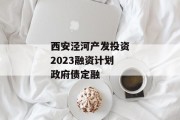 西安泾河产发投资2023融资计划政府债定融