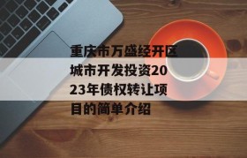 重庆市万盛经开区城市开发投资2023年债权转让项目的简单介绍