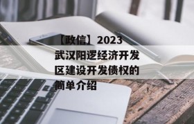 【政信】2023武汉阳逻经济开发区建设开发债权的简单介绍