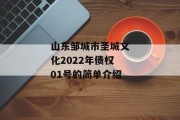 山东邹城市圣城文化2022年债权01号的简单介绍