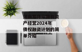 河南偃师市国有资产经营2024年债权融资计划的简单介绍