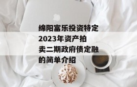 绵阳富乐投资特定2023年资产拍卖二期政府债定融的简单介绍