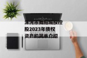 漯河市舞阳城投控股2023年债权资产的简单介绍