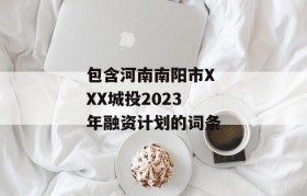 包含河南南阳市XXX城投2023年融资计划的词条