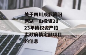 关于四川成都简阳两湖一山投资2023年债权资产拍卖政府债定融项目的信息