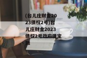 (台儿庄财金2023债权2号)台儿庄财金2023债权2号政府债定融