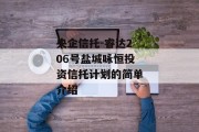 央企信托-睿达206号盐城咏恒投资信托计划的简单介绍