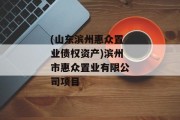 (山东滨州惠众置业债权资产)滨州市惠众置业有限公司项目