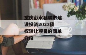 重庆彭水县城市建设投资2023债权转让项目的简单介绍