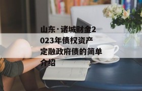 山东·诸城财金2023年债权资产定融政府债的简单介绍