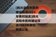 (四川资阳市凯利建设投资2023年债权拍卖)四川资阳市凯利建设投资2023年债权拍卖公告