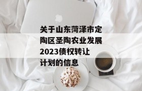 关于山东菏泽市定陶区圣陶农业发展2023债权转让计划的信息