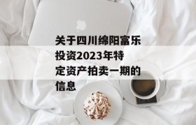 关于四川绵阳富乐投资2023年特定资产拍卖一期的信息