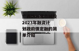 广西防城港市城投2023年融资计划政府债定融的简单介绍
