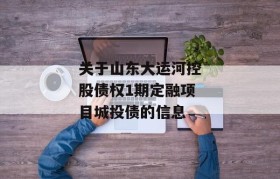 关于山东大运河控股债权1期定融项目城投债的信息