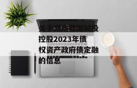 关于河南舞阳城投控股2023年债权资产政府债定融的信息