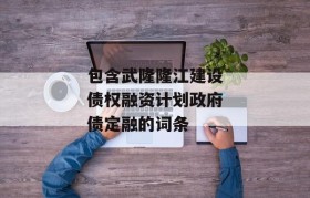 包含武隆隆江建设债权融资计划政府债定融的词条