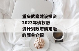重庆武隆建设投资2023年债权融资计划政府债定融的简单介绍