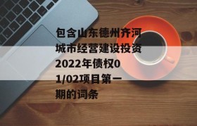 包含山东德州齐河城市经营建设投资2022年债权01/02项目第一期的词条