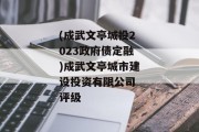 (成武文亭城投2023政府债定融)成武文亭城市建设投资有限公司 评级