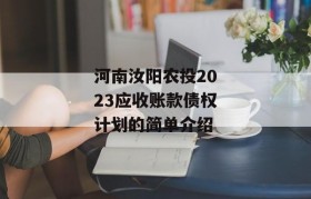 河南汝阳农投2023应收账款债权计划的简单介绍