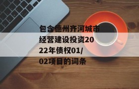 包含德州齐河城市经营建设投资2022年债权01/02项目的词条