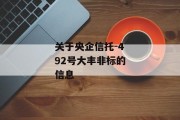 关于央企信托-492号大丰非标的信息