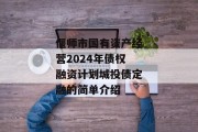 偃师市国有资产经营2024年债权融资计划城投债定融的简单介绍