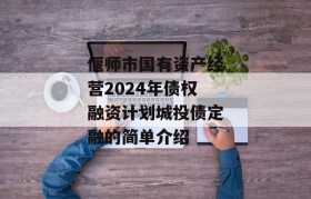 偃师市国有资产经营2024年债权融资计划城投债定融的简单介绍