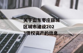 关于山东枣庄薛城区城市建设2023债权资产的信息