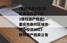 (重庆市南川区城市建设投资2023债权资产拍卖)重庆市南川区城市建设投资2023债权资产拍卖公告