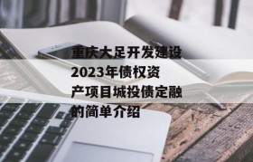 重庆大足开发建设2023年债权资产项目城投债定融的简单介绍