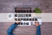 成都简阳发展(控股)2023年债权资产政府债定融的简单介绍