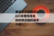 重庆市万盛国资2023年债权项目政府债定融的简单介绍