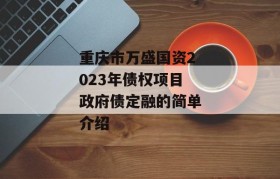 重庆市万盛国资2023年债权项目政府债定融的简单介绍