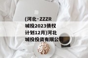 (河北·ZZZR城投2023债权计划12月)河北城投投资有限公司