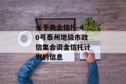 关于央企信托-40号泰州地级市政信集合资金信托计划的信息