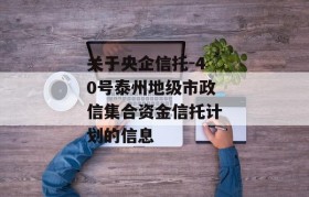 关于央企信托-40号泰州地级市政信集合资金信托计划的信息